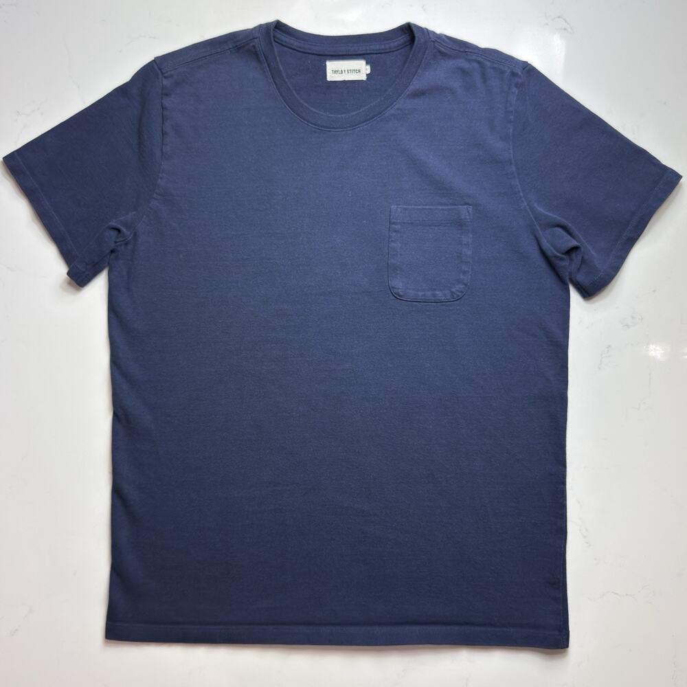 Taylor Stitch T-Shirt Mens 44 XL Navy Blue Heavy Bag Pocket T-shirt Cotton Blend